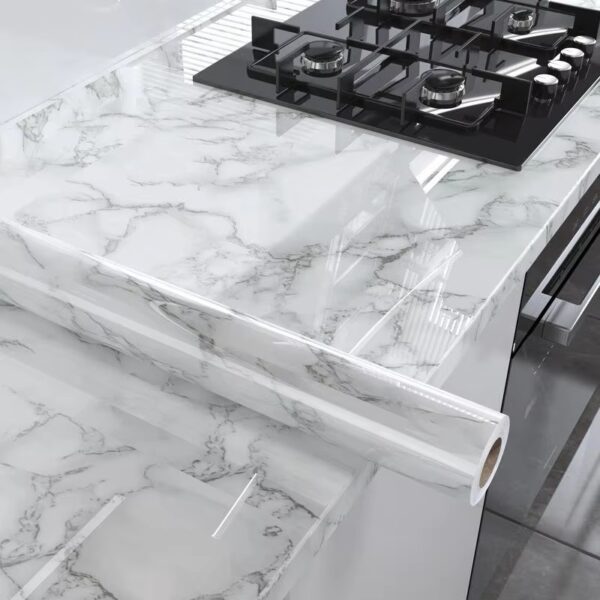 WYC Manufacturers wholesale self-adhesive kitchen oil waterproof decoration anti-fouling marble wallpaper - Image 2