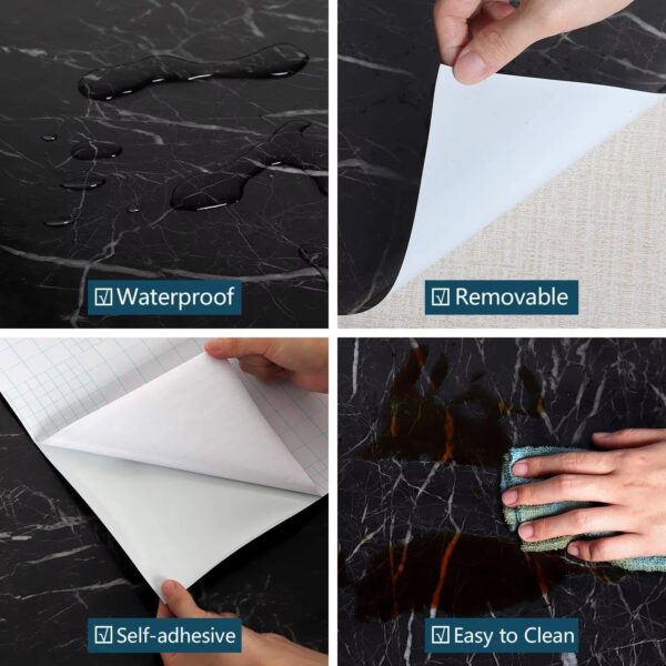 WYC Luxury black modern design Moisture-proof Pvc self-adhesive marble decor best-selling wallpaper roll - Image 3