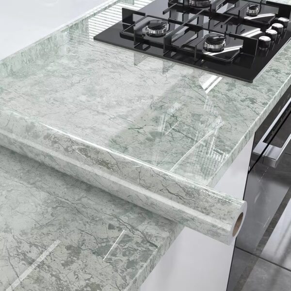 WYC Manufacturers wholesale self-adhesive kitchen oil waterproof decoration anti-fouling marble wallpaper - Image 3