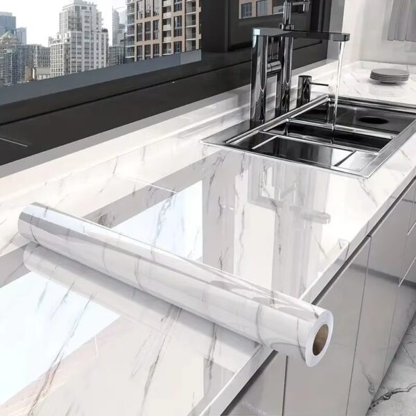 WYC Self-cut marble wallpaper peeling and pasting marble PVC wall sticker sticker wall sticker - Image 4