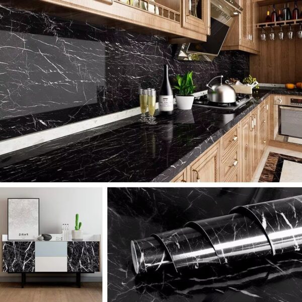 WYC Luxury black modern design Moisture-proof Pvc self-adhesive marble decor best-selling wallpaper roll - Image 5