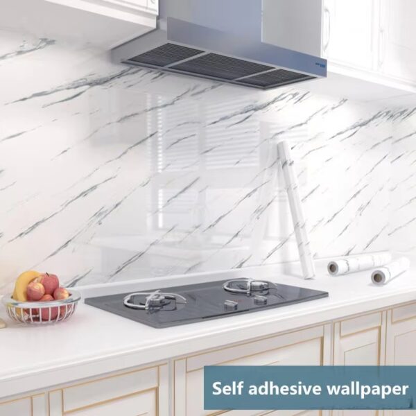 WYC Manufacturers wholesale self-adhesive kitchen oil waterproof decoration anti-fouling marble wallpaper - Image 6